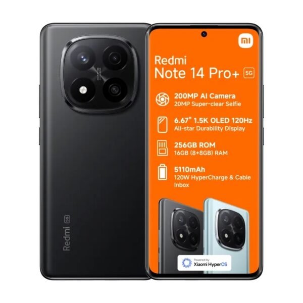 Xiaomi Redmi Note 14 Pro+ Plus 5G + 4G LTE Global ROM (256GB + 8GB) NFC 6.67" 120Hz 200MP Pro AI Camera Model 24115RA8EG Unlocked Dual Sim